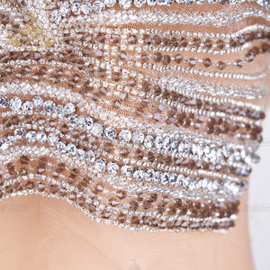 Popolare all'ingrosso fatto a mano pesante corpetto di perline costume di cristallo strass applique <span class=keywords><strong>milano</strong></span> sfilata di moda - Product Image 4