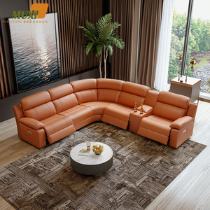 Juego de sofás reclinables modulares de lujo, asientos de cine en casa de cuero cómodos personalizados, refrigeración de masaje plegable para sala de estar moderna - Product Image 1