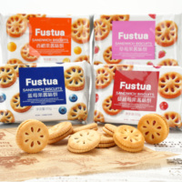 Biscuits croustillants fourrés à la confiture de fraises, emballés individuellement, de haute qualité, texture semi-dure, vente en gros, OEM, marque privée