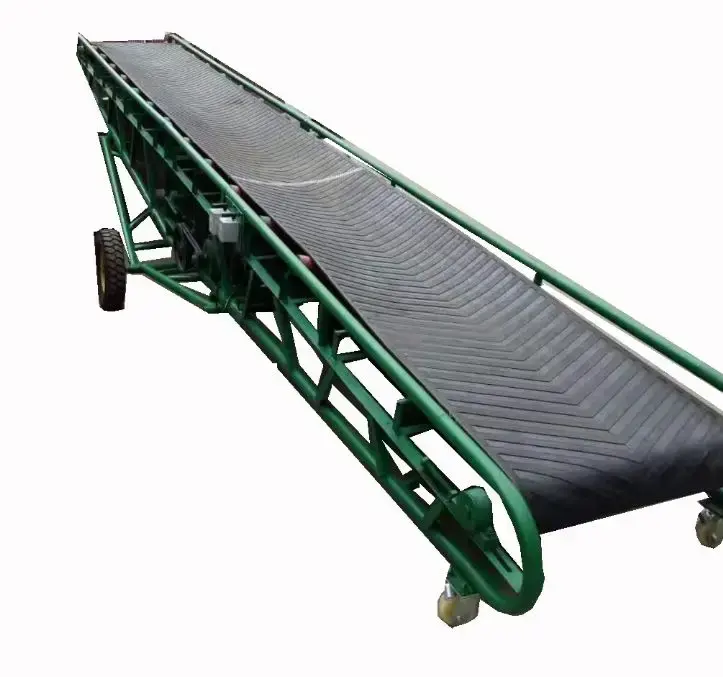 Movable telescopic belt conveyor for loading and unloading logistics truck containers