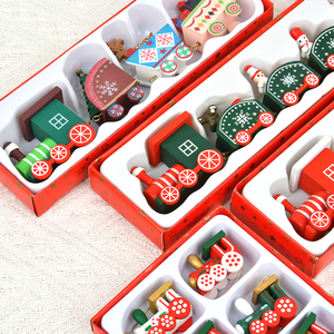 Train en bois de dessin animé pour enfants, jouet de bureau, décoration de Noël, peint, pour comptoir ou fenêtre, cadeau idéal, vente en gros directe d'usine - Product Image 4