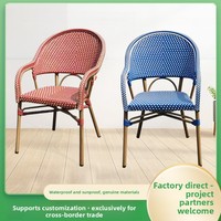 Chaise double à dossier en rotin PE et aluminium, style décontracté, pour terrasse extérieure, hôtel et gîte, modèle tendance