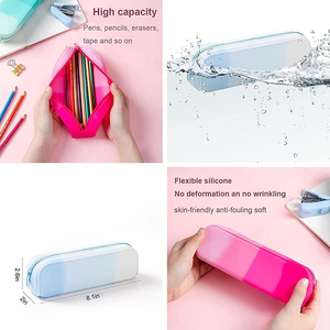 Étui à crayons en silicone AMZ, pochette multifonctionnelle, couleur dégradée, imperméable, léger, portable, avec fermeture éclair, organiseur de crayons - Product Image 3