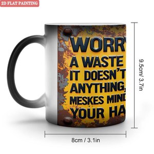 Mug en céramique noir givré de 11 oz, changeant de couleur à la chaleur, pour les boissons quotidiennes, utilisation dans le salon - Product Image 1