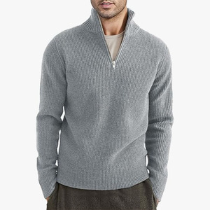Suéter Masculino Novo de Inverno com Gola e Zíper Frontal, Quente e Casual, Estilo Europeu e Americano - Product Image 3