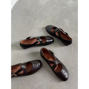 Nouvelles sandales à talons aiguilles en cuir véritable de vachette, style 2026, à bout pointu et en maille noire pour femmes - Product Image 3