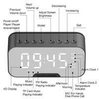 Reproductor de Música Bluetooth Inalámbrico Digital Electrónico Q5, Reloj Despertador LED con Espejo, Altavoz Bluetooth Portátil Multifunción