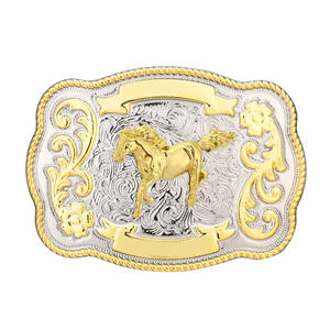 40 mm tweekleurige westerse cowboyriemgesp van legering met dierenmotief van eland en ridder voor heren, lederen jeansaccessoires - Product Image 3