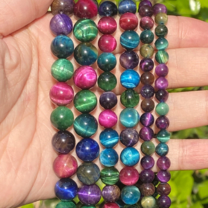Venta al por Mayor de Cuentas de Piedra Semipreciosa Natural de Ojo de Tigre Colorido de 4 6 8 10 12 mm para Fabricación de Joyería, Pulseras y Collares DIY - Product Image 3