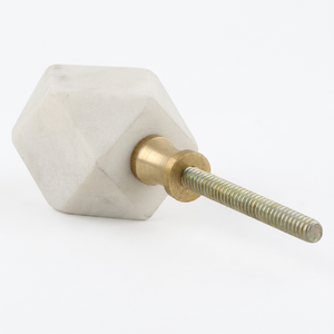 AK Brass Hexagon Stone Metal Cabinet Knob White Finish Luxury <b>Wardrobe</b> Drawer Furniture Handle Decorative <b>Hardware</b> - Product Image 5
