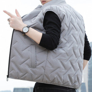 Vendita calda gilet con collo alto da <span class=keywords><strong>uomo</strong></span> <span class=keywords><strong>nero</strong></span> gilet invernale Plus Size all'ingrosso giacca con cerniera - Product Image 2