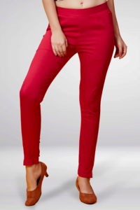 Leggings rouges élégants pour femmes, coupe slim, extensibles, confortables, pantalons décontractés à porter au quotidien, pantalons tendance - Product Image 2