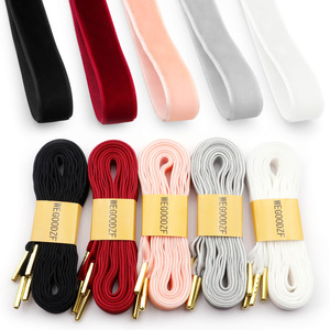 Wegoodzf Tùy Chỉnh Bán Buôn Ribbon Nhung Phẳng Dây Giày Với Vàng Lời Khuyên Kim Loại Chất Lượng Cao Dây Giày Cho Phụ Nữ Sneakers Giày - Product Image 3