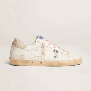 Zapatillas Deportivas Clásicas Blancas de Diseñador para Mujer GGBD, de Cuero Genuino Vintage Superstar con Brillantina Dorada para el Verano - Product Image 3