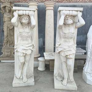 <span class=keywords><strong>Maison</strong></span> carrée décorative grecque de style européen moderne avec texture de marbre blanc naturel sculpté autour des piliers de porte de fille romaine - Product Image 2