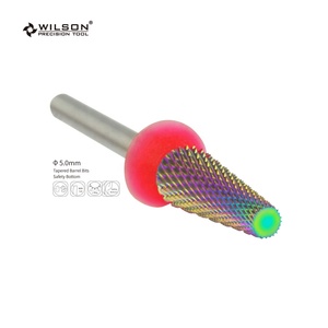 Embouts à baril coniques-Fond de sécurité/revêtement arc-en-ciel Outil de polissage des ongles utile Embouts d'art de manucure en carbure pour un temps de service plus long - Product Image 1