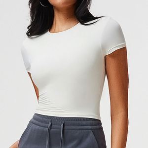 Camiseta Deportiva Corta Personalizada de Spandex/Nylon para Mujer, Top Corto de Verano para Yoga y Entrenamiento - Product Image 3