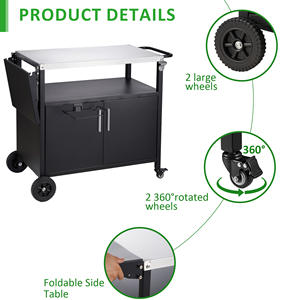 AJUNION Chariot d'îlot de cuisine portable pour barbecue en extérieur en acier inoxydable avec roulettes pour table de préparation des repas - Product Image 3