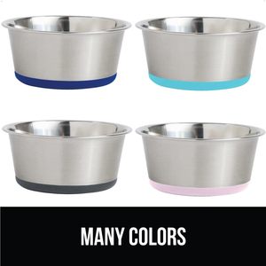 Logo personalizzato 450ml antiscivolo in acciaio inox pesante ciotola per cani con Base in gomma cibo per animali domestici piatto - Product Image 3