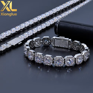 Stock Fashion 12MM Luxury Iced Out Hop Jewelry Zircon Cut Cluster Tennis <b>Bracelet</b> <b>Copper</b> Alloy Unisex Gift - Product Image 4