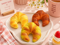 Jouet Squishy en PU à Remontée Lente, Croissant Réaliste, Pains Simulés Doux au Toucher, Jouet Anti-Stress à Presser