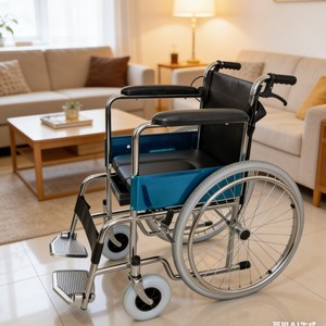 Fauteuil roulant manuel avec siège toilette pliable, léger, en acier haute teneur en carbone, pour personnes âgées et handicapées - Product Image 1