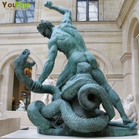 Reproducción de la Famosa Estatua Clásica Griega de Hércules con Serpiente, Escultura de Bronce a Precio de Mayoreo