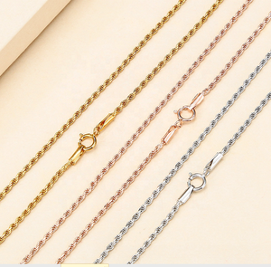 Commercio all'ingrosso <span class=keywords><strong>925</strong></span> solido <span class=keywords><strong>argento</strong></span> Sterling oro rodiato placcato alla moda gioielli da donna classico corda catena bracciale collana per i regali - Product Image 1