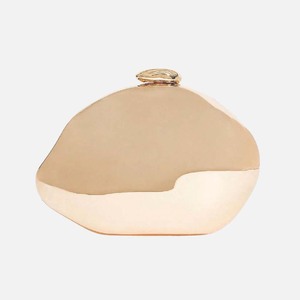 Bolso de Mano de Mujer con Forma de Huevo, Cadena Metálica, Estilo Clutch, Adornado con Piedras de Mármol, para Fiestas y Eventos - Product Image 6