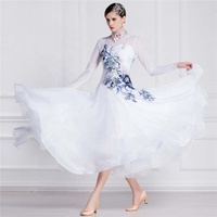 B-18413 Personnalisé Offre Spéciale Bal Blanc Lisse Concurrence Robe De Danse Haut De Gamme moderne Robe De Danse De Salon Pour Adultes
