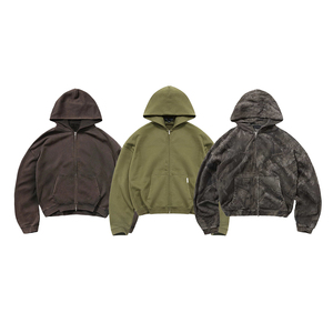 Kingsen Boxy Phù Hợp Tùy Chỉnh In Mềm Bông Đôi Zip up Cắt Áo Người Đàn Ông Của 2 Cách Zip up Hoodie Đường Phố Mặc Thiết Kế Hoodies - Product Image 5