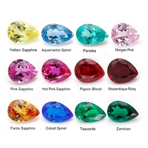 Saphirs multicolores cultivés en laboratoire en vrac, taille <span class=keywords><strong>poire</strong></span>, avec certificat AGL, personnalisation pour la fabrication de bijoux DIY - Product Image 2