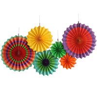 Lot de 6 éventails en papier et fleurs en papier pour décorations de fêtes de Noël, ornements suspendus pour salles de mariage - Vente chaude