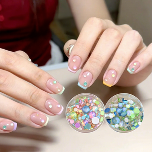 ลูกปัดคริสตัลตกแต่งเล็บแบบ 3 มิติ รูปทรงครึ่งวงกลม ขนาดผสม สีมาการอง สีเมอร์เมด สีแฟนตาซี สีแก้ว สีออโรร่า สำหรับตกแต่งเล็บ - Product Image 1