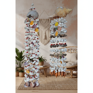 Carillon éolien artisanal en coquillages naturels écologiques, rideau perlé, décoration de salon - Product Image 1