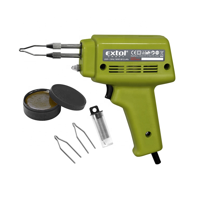 9921 EXTOL 230V 100 Вт домашний электрический паяльник пистолет с трансформатором и аксессуары