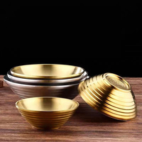 Bol à ramen japonais en acier inoxydable doré de 7 pouces, à double paroi, isotherme, moderne, réutilisable, prix usine