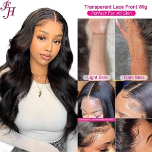 FH High Quality Full Thick 100% Unprocessed Natural Smooth Human Hair <b>Wig</b> 13x4 Transparent Lace Wavy Lace Frontal <b>Wigs</b> - Product Image 2