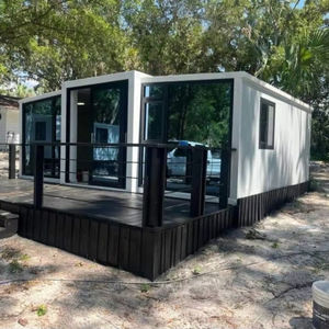 Hurricane Proof 20ft 40ft Glass Facade Expandable Container House Steel Portable Prefabricated Villa 2 Bedroom With Bathroom - Product Image 1