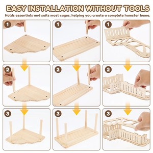 Kit de meubles pour hamster en bois naturel de qualité supérieure, avec plateformes surélevées, design tunnel et bords sécurisés pour favoriser la santé et le <span class=keywords><strong>bonheur</strong></span> - Product Image 3