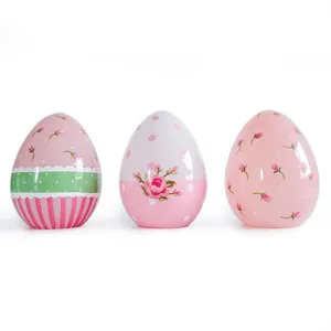 Wholesale handmade coloring led blown glass craft Easter egg decorations 2022 best selling products with lights