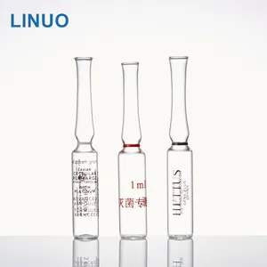공장! 산동 LINUO 제약 유리 앰플 포장 클리어 앰버 USP 유형 I 주입 앰플 바이알