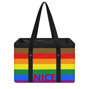 Panier de courses pliable personnalisé style arc-en-ciel gay, sac fourre-tout pour souvenirs, objets de collection et courses domestiques - Product Image 3