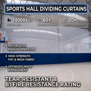 Heavy Duty Mesh Divider <b>Curtain</b> Motor Driven Ceiling Mounted Gym Hall Partition <b>Curtain</b> with <b>Remote</b> <b>Control</b> - Product Image 1