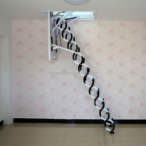 <span class=keywords><strong>Escalier</strong></span> de grenier moderne pliable, échelle télescopique à système de traction, 10 marches, capacité de charge 300 kg, hauteur extensible 10 pieds, extérieur - Product Image 1