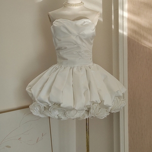 Di alta qualità Sexy senza spalline abito da fiore soffice abito bianco squisito <span class=keywords><strong>abbigliamento</strong></span> da <span class=keywords><strong>donna</strong></span> all'ingrosso - Product Image 2