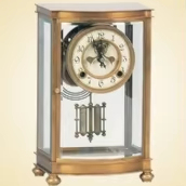 Horloge de cheminée antique en laiton à pendule à <span class=keywords><strong>mercure</strong></span>, avec boîtier à ouverture frontale, répétiteur 7 jours et échappement Brocot visible - Product Image 1