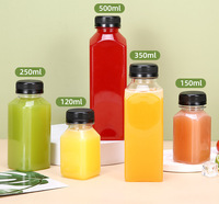 Bouteilles en plastique PET carrées rechargeables de 60 ml, 120 ml, 150 ml, 250 ml, 350 ml, 500 ml, 16 oz avec bouchon à vis scellé pour boissons gazeuses