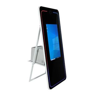 Premium 65 Inch Magic Mirror Photo Booth Vintage Red <b>Oak</b> Wood Photo Booth Photo Booth Selfie Thermal Print Led Touch Screen - Product Image 1