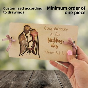 Patrón personalizado Tarjeta de regalo de <span class=keywords><strong>cumpleaños</strong></span> de madera Caja de regalo de moneda de madera Clip de dinero de boda Tarjeta de dinero de vacaciones Tarjeta de regalo en efectivo - Product Image 2